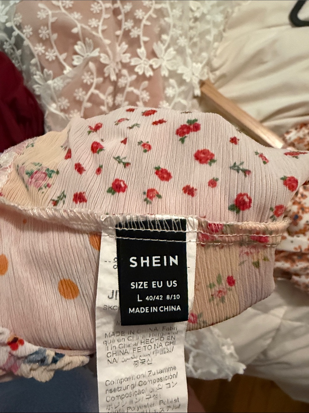 SHEIN Pink Patchwork Floral Halter Peplum Camisole - Picture 8 of 8